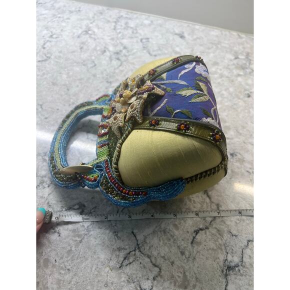 Mary Frances Beaded Handbag Hard Case Purse Jewels Flowers Shells 8 1/2"x 8" JL - Picture 14 of 14